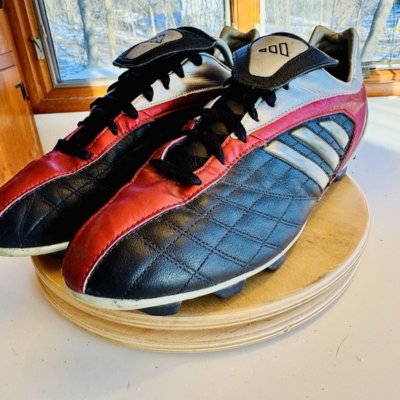 Vintage Adidas DX-2 TRX FG Men's Size 11 Football Cleats Boots Black Red Silver - Picture 2 of 9